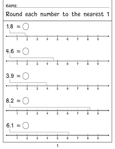 Rounding to the nearest 1, 10, 100 with number Lines worksheets