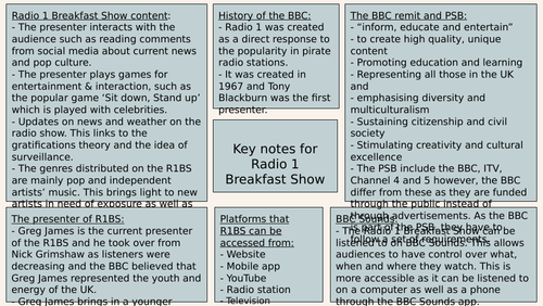 Key notes about Radio 1 Breakfast Show - OCR A level Media Studies