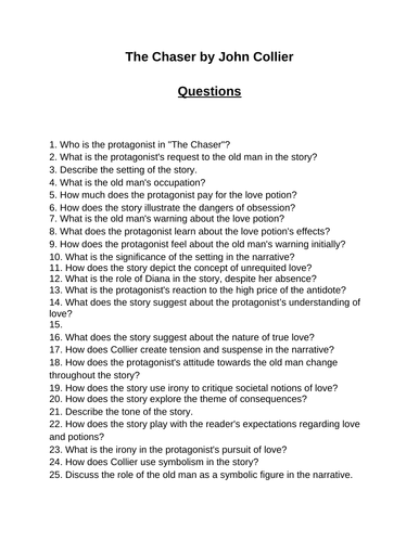 The Chaser. 40 Reading Comprehension Questions (Editable)