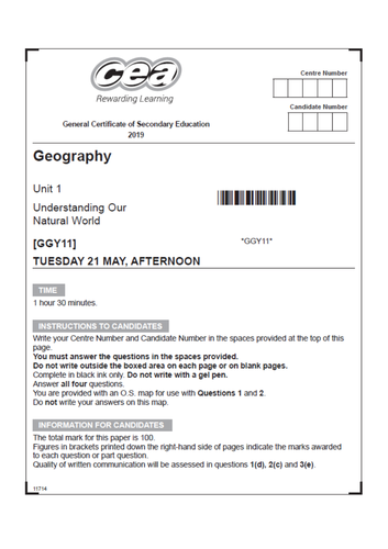 CCEA GCSE Unit 1 Predicted Paper 2024