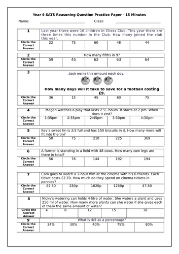 SATS Reasoning Quick Practice Paper 1