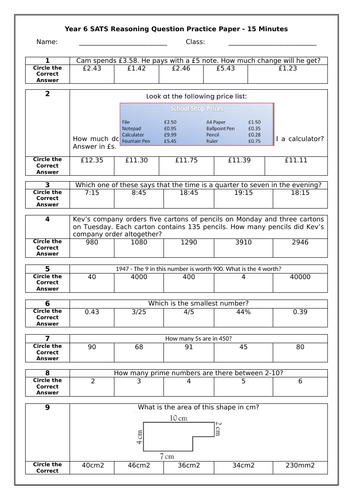 SATS Reasoning Quick Practice Paper 2