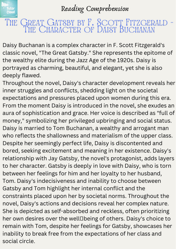 The Great Gatsby by F. Scott Fitzgerald - The Character of Daisy Buchanan