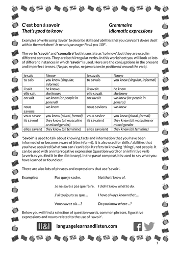 French - Idiomatic expressions - C'est bon à savoir