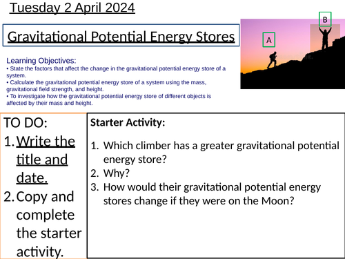 GCSE Gravitational Potential Energy Store