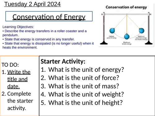 GCSE Conservation of Energy