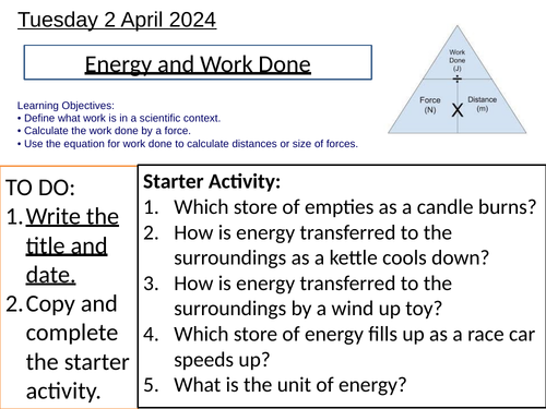 GCSE Physics Work Done: Complete Lesson