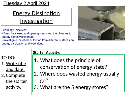 GCSE Physics Energy Dissipation Investigation: Complete Lesson