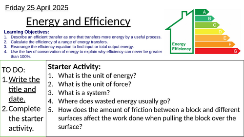 GCSE Physics Energy and Efficiency: Complete Lesson