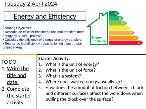 GCSE Energy and Efficiency