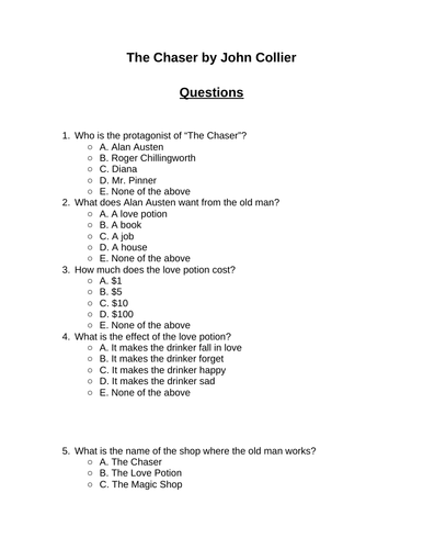 The Chaser. 30 multiple-choice questions (Editable)