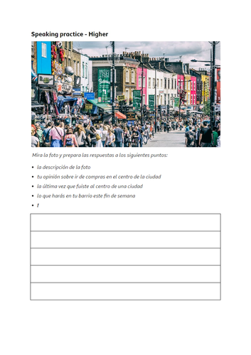 Spanish GCSE revision - Speaking questions, photo description and writing task