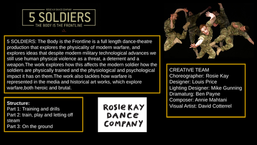 5 Soliders- Rosie Kay- Scheme of work