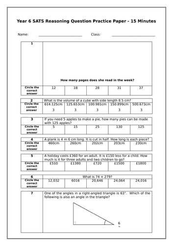 SATS Reasoning Quick Practice Paper 4