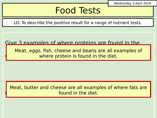 KS3 Biology: Food tests | Teaching Resources