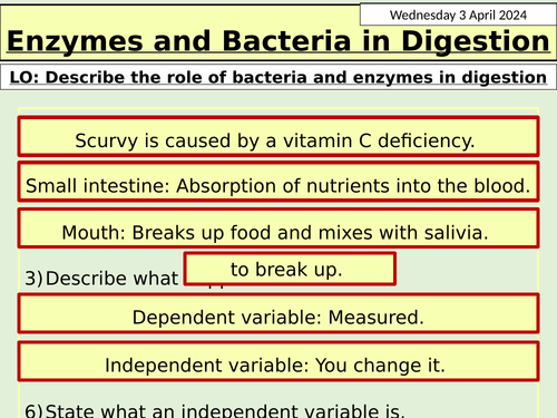 Ks3 Biology Bacteria And Enzymes In Digestion Teaching Resources