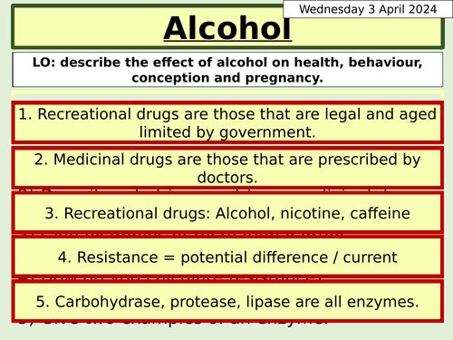 KS3 Biology: Alcohol