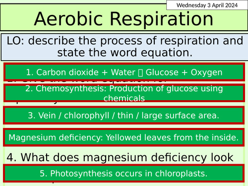 KS3 Biology: Aerobic Respiration