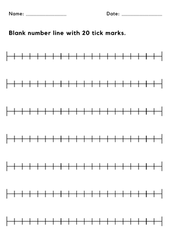 Blank number line with 20 tick marks - Blank number line 0-20 Worksheet