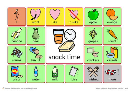snack time communication board