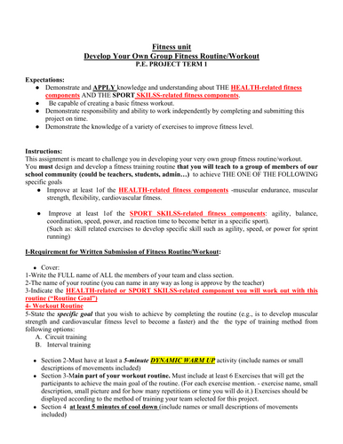 Applied what you learned . Create a workout routine