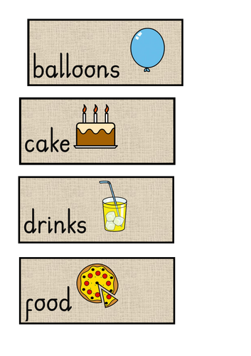 Birthday Party Role-Play Key Words