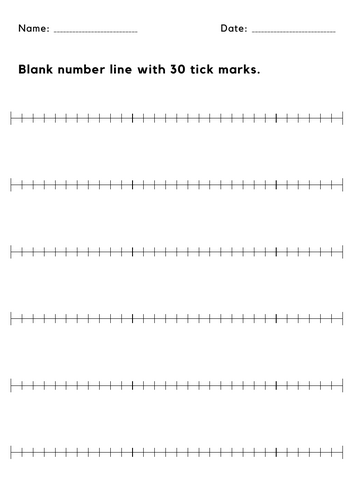 Blank number line with 30 tick marks - blank number line 0-30 Worksheet