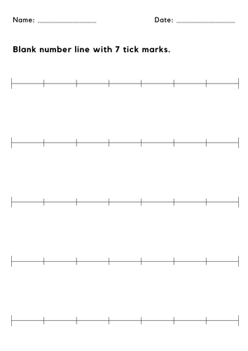 Blank number line with 7 tick marks - blank number line 0-7 Worksheet