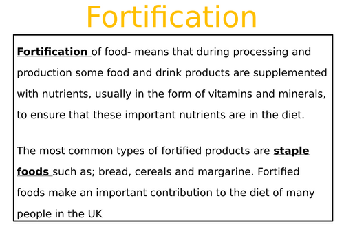 Fortification of Food Display