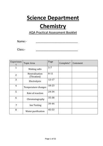RP booklet chemistry AQA