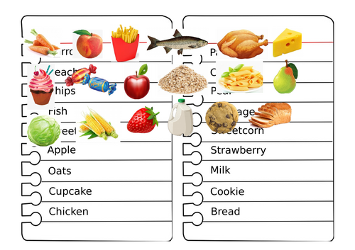 Phonics phase 6 shopping list activity