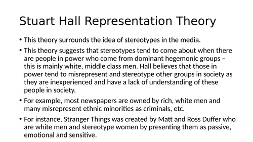 Stuart Hall's representation theory definition | Teaching Resources