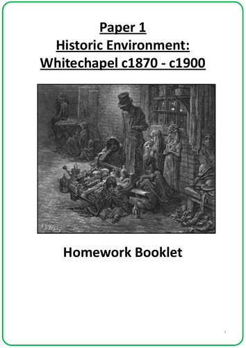 Edexcel / Pearson GCSE History Paper 1 Whitechapel homework booklet
