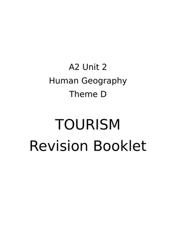 CCEA A2 Theme D Tourism