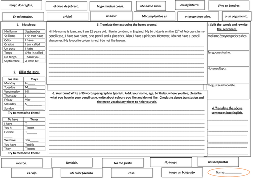 Unit 1 Me presento Worksheet (Claro 1)