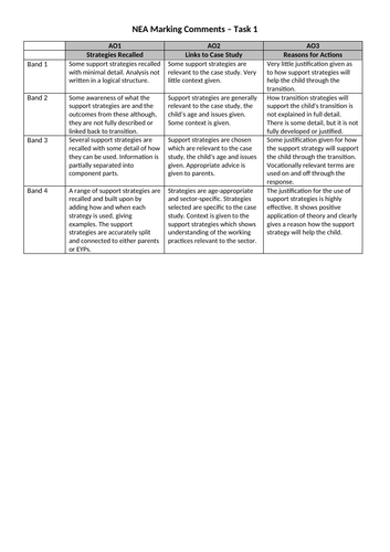 NCFE Child Dev. NEA Marking Comments