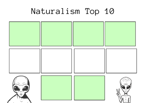 A-Level RS: Naturalism Top 10 Worksheet - Eduqas Ethics
