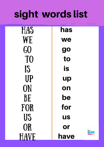 THE & MY SIGHT WORD EXERCISE