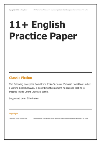 11+ classic literature comprehension