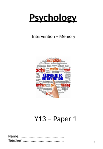 AQA A-level Psychology Memory Intervention booklet