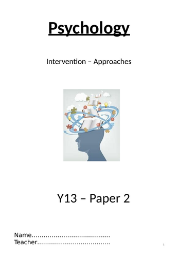 AQA A-level Psychology Approaches Intervention booklet