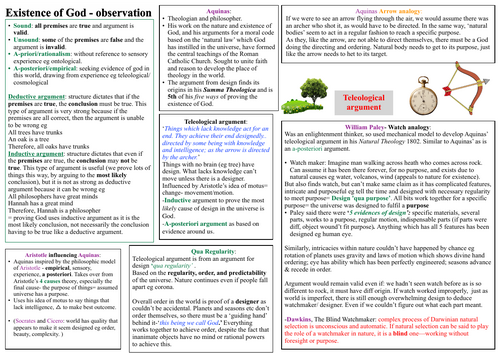 A* OCR Religious Studies Philosophy Revision: Teleological Argument