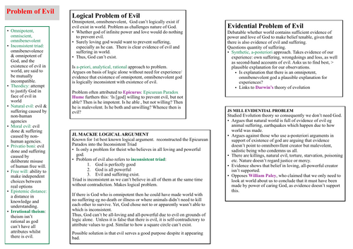 A* OCR Religious Studies Philosophy Revision: Problem of Evil