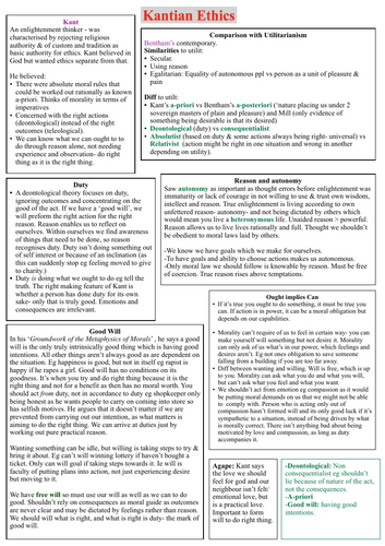 A* OCR Religious Studies Ethics Revision: Kantian Ethics