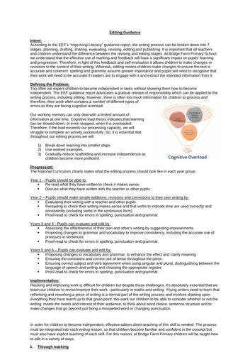 Editing Guidance, Resource and Marking for Writing Lessons