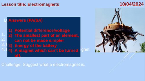 KS3 - Electricity: Electromagnet (Demo/Class activity)
