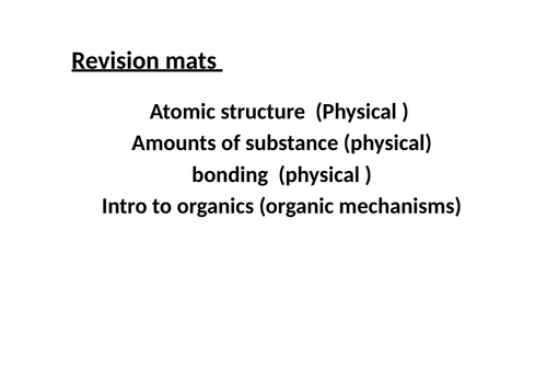 year 12 Chemistry revision mats with answers
