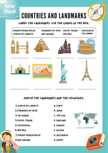 Countries and Famous Landmarks Worksheet