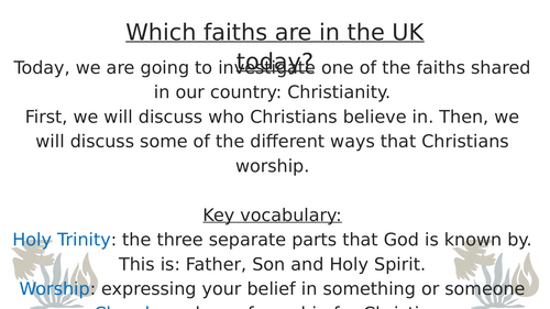 Christianity - Which faiths are shared in the UK?