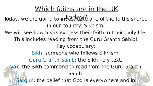 Sikhism - Which faiths are shared in the UK?